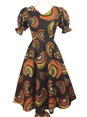Vintage Puffy Sleeve Mid Century Bombshell Dress